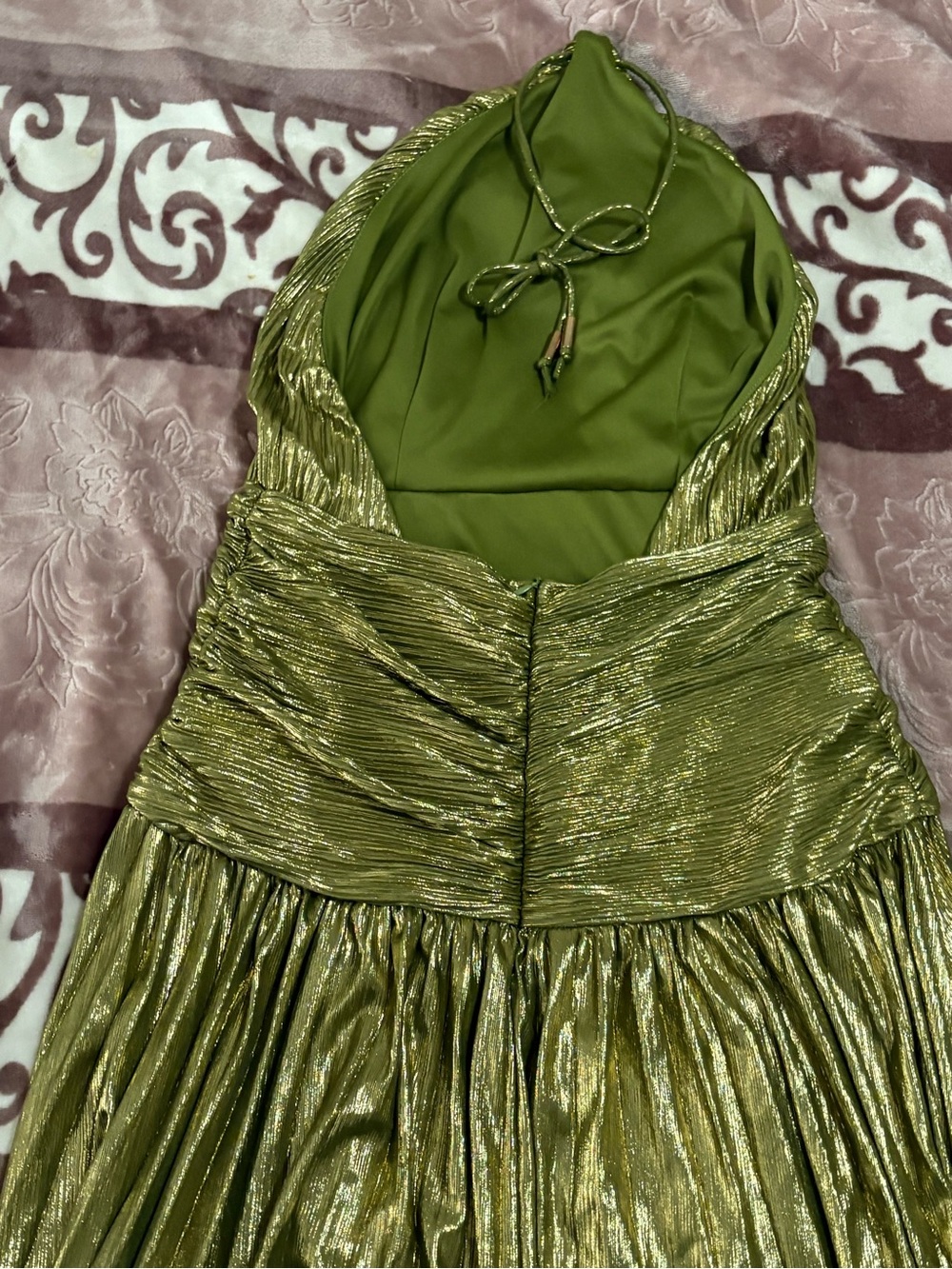 Source Unknown Metallic Olive Green One-Shoulder Prom Dress - Picture 2 of 3